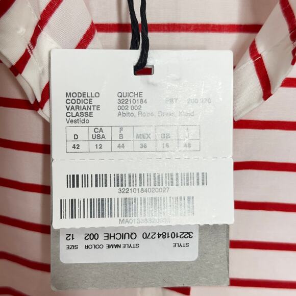 MARELLA Quiche Shirt Dress Red Stripe Print White {3C36} - Picture 7 of 9